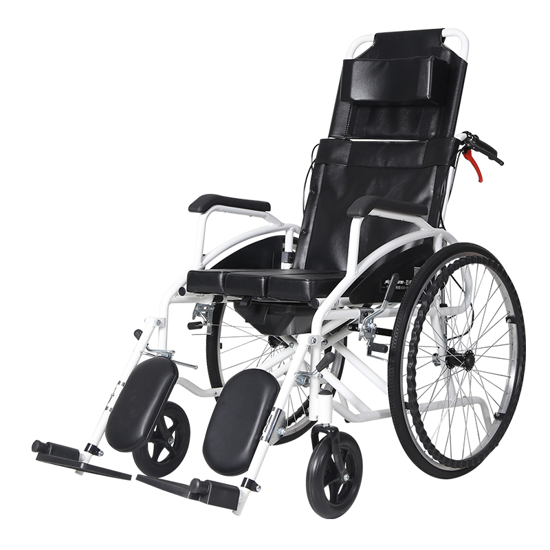 Maidesite SLY-119 Simplify High Back Full Lying Manual Wheelchair with Commode